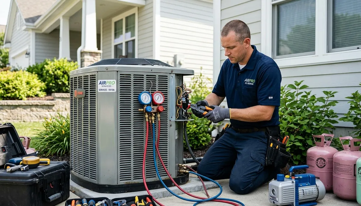 Technician providing expert AC repair service in Boston MA for Five Star Cooling customers